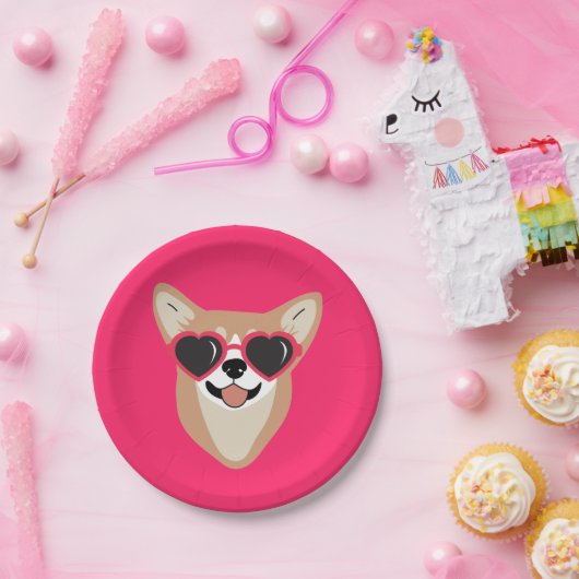 Niedlich Pembroke Welsh Corgi Pink Pappteller (Party)