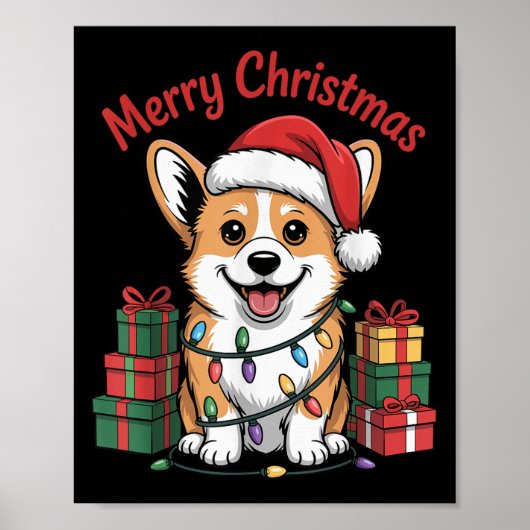 Niedlich Pembroke Welsh Corgi Weihnachts Funny Dog Poster (Vorne)
