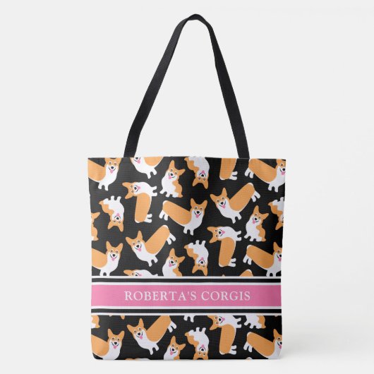 Niedlich Pembroke Welsh Corgis mit Namen Tasche (Vorderseite)