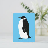 Niedlich Penguin Aqua Schwarz-weiß Postkarte (Stehend Vorderseite)