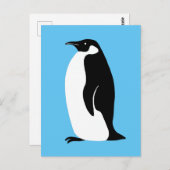 Niedlich Penguin Aqua Schwarz-weiß Postkarte (Vorne/Hinten)
