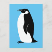 Niedlich Penguin Aqua Schwarz-weiß Postkarte (Vorderseite)