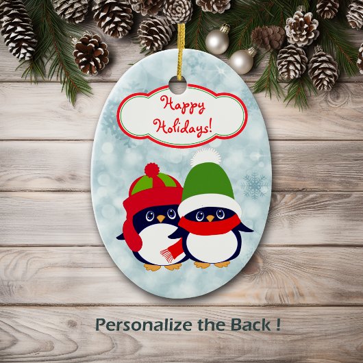 Niedlich Penguin Baby Blue Bokeh Keramik Ornament