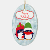 Niedlich Penguin Baby Blue Bokeh Keramik Ornament (Links)