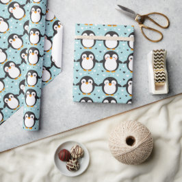 Niedlich Penguin Blauer Weihnachten Geschenkpapier