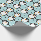 Niedlich Penguin Blauer Weihnachten Geschenkpapier (Ecke)