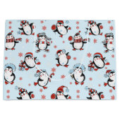 Niedlich Penguin Blauer Weihnachten Große Geschenktüte (Vorderseite)