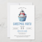 Niedlich Penguin Blue Party Einladung (Vorderseite)