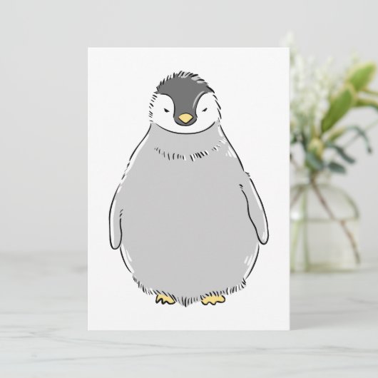 Niedlich Penguin Chick Einladung (Stehend Vorderseite)