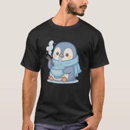 Niedlich Penguin Eating Ramen - Kawaii Winter T-Shirt