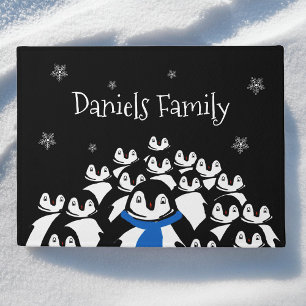 Niedlich Penguin Familienweihen Personalisiert Fußmatte