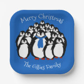 Niedlich Penguin Family Christmas Blue Party Telle Pappteller (Vorderseite)