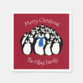 Niedlich Penguin Personalisierte Weihnachten Napki Serviette (Vorderseite)