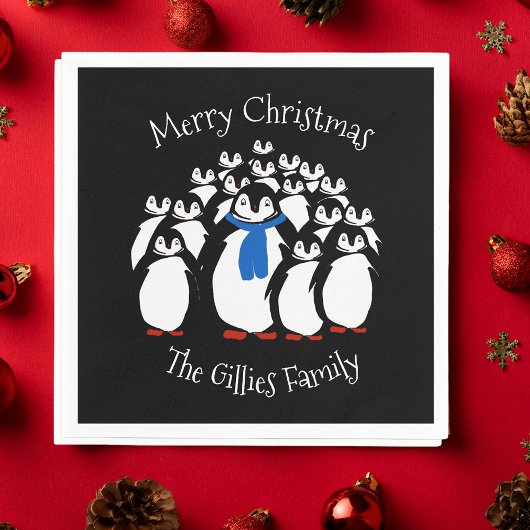 Niedlich Penguin Personalisierte Weihnachten Napki Serviette