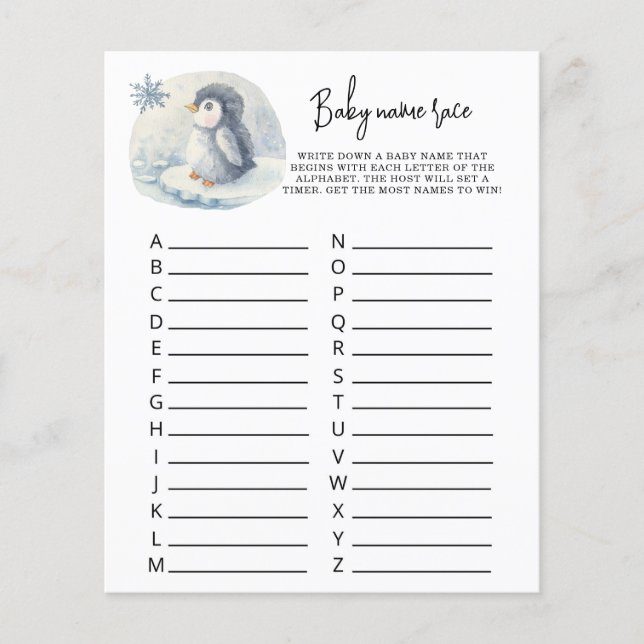 Niedlich Penguin - Rennen mit Namen von Kindern (Vorderseite)