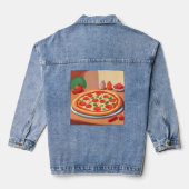 Niedlich Pepperoni Pizza AI Art Denim Jacket Jeansjacke (Rückseite)