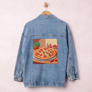 Niedlich Pepperoni Pizza AI Art Denim Jacket Jeansjacke