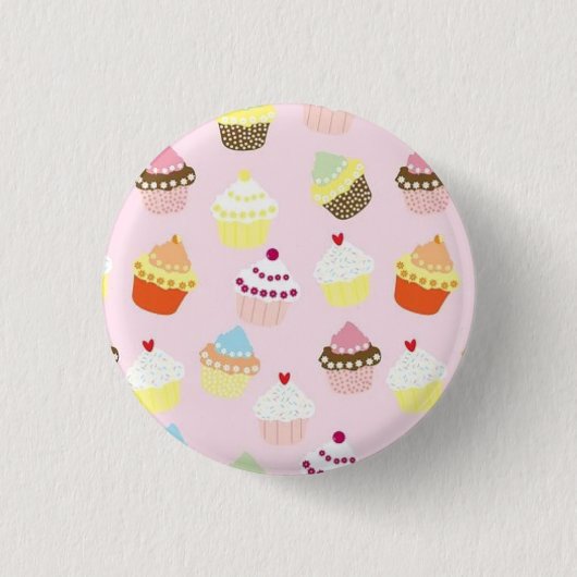 Niedlich Perfect Gorgeous Pink Cupcake Button (Vorderseite)