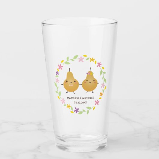 Niedlich Perfect Pear Verheiratete Paare Neuauflag Glas (Vorderseite)