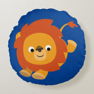 Niedlich Perky Cartoon Lion Rundes Kissen