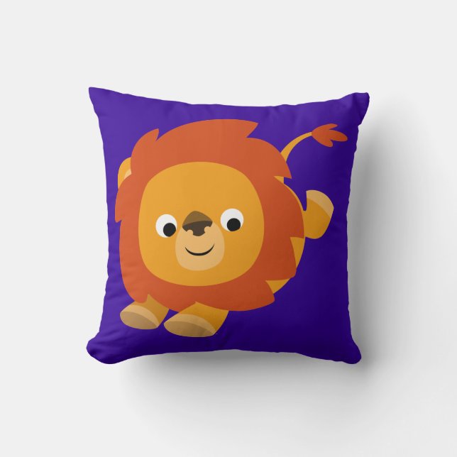 Niedlich Perky Cartoon Lion Throw Kissen (Vorderseite)