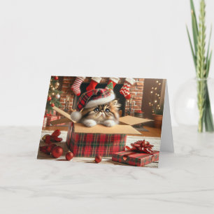 Niedlich Persian Cat Christmas Card Gruß Schottisc Dankeskarte