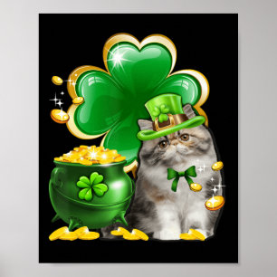 Niedlich Persian Cat Kleeblatt Irish Saint St Patr Poster