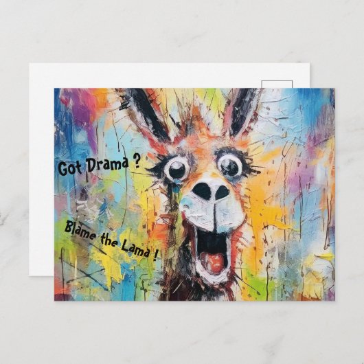 Niedlich personalisierbar gute Laune Lama  Postkarte (Vorne/Hinten)