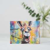 Niedlich personalisierbar gute Laune Lama Postkarte (Stehend Vorderseite)