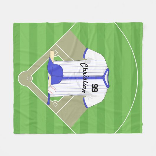 Niedlich Personalisiert Baseball Blue Fleecedecke (Vorderseite (Horizontal))