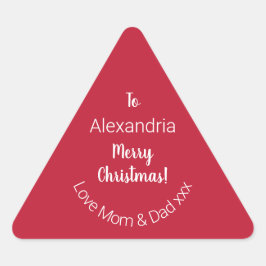 Niedlich Personalisiert frohe Weihnachten von Mama Dreieckiger Aufkleber