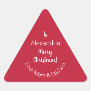Niedlich Personalisiert frohe Weihnachten von Mama Dreieckiger Aufkleber