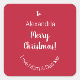 Niedlich Personalisiert frohe Weihnachten von Mama Quadratischer Aufkleber