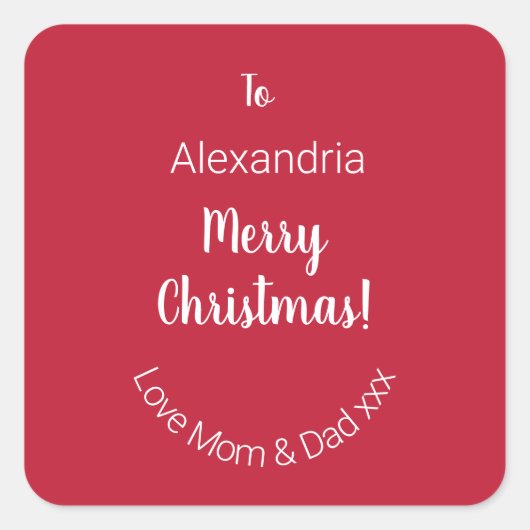Niedlich Personalisiert frohe Weihnachten von Mama Quadratischer Aufkleber (Vorderseite)