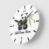 Niedlich Personalisiert Panda Runde Wanduhr (Winkel)