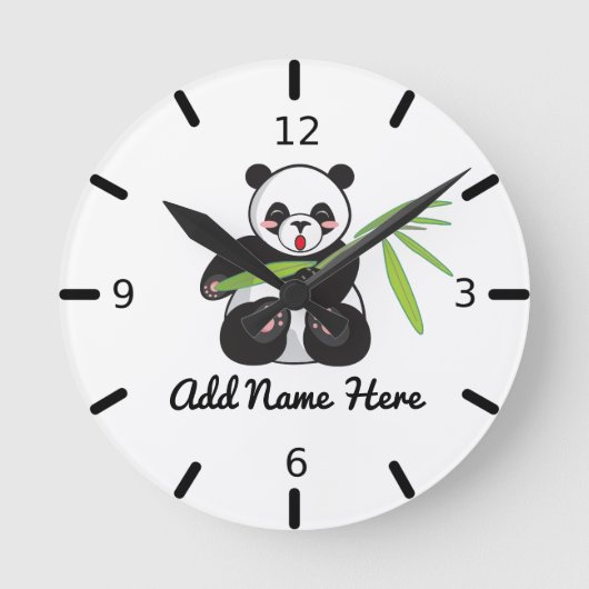 Niedlich Personalisiert Panda Runde Wanduhr (Vorderseite)