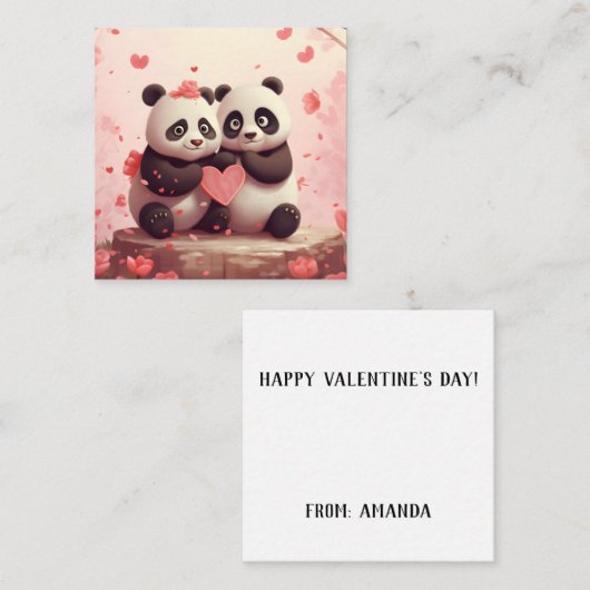 Niedlich Personalisiert Panda Valentine Mitteilungskarte (Vorne/Hinten)
