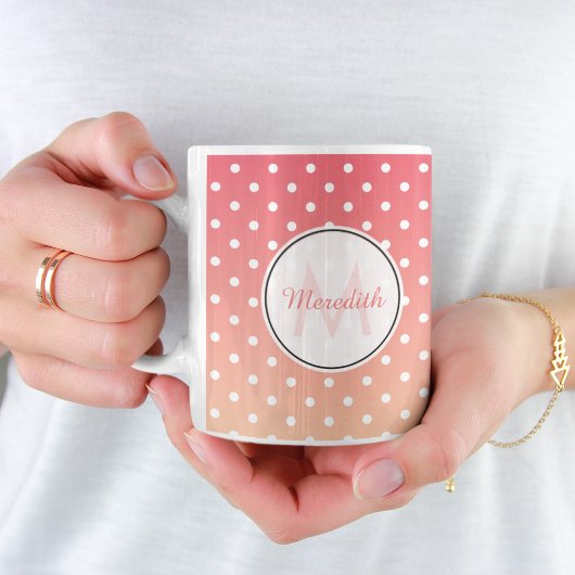 Niedlich Personalisiert Pink Polka Dot Ombre Kaffeetasse