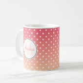 Niedlich Personalisiert Pink Polka Dot Ombre Kaffeetasse (Vorderseite Links)