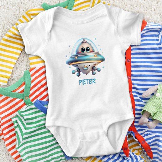 Niedlich Personalisiert Ufo Baby Strampler