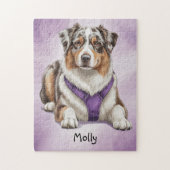 Niedlich Personalisierte australische Schäferhunde Puzzle (Vertikal)