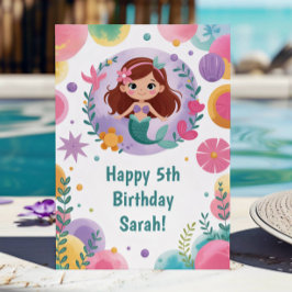Niedlich Personalisierte Lila Mermaid Geburtstag Karte