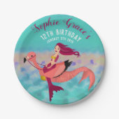 Niedlich Personalisierte Lila Mermaid & Pink Mermi Pappteller (Vorderseite)