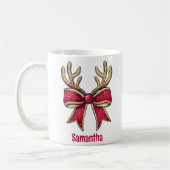 Niedlich Personalisierte Reindeer Bow Weihnachten Kaffeetasse (Links)