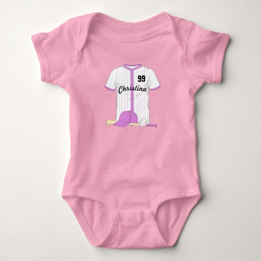 Niedlich Personalisierter Baseball Baby Strampler (Vorderseite)
