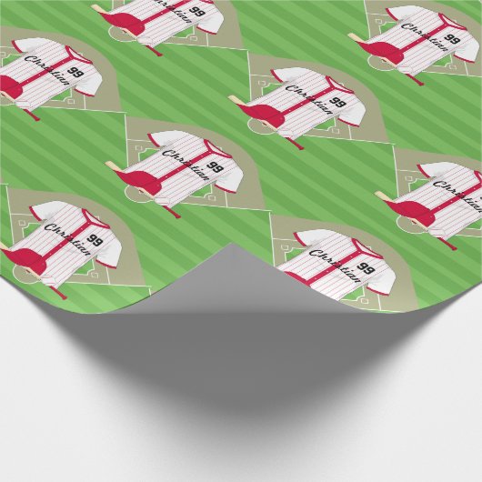 Niedlich Personalisierter Baseball Geschenkpapier (Ecke)