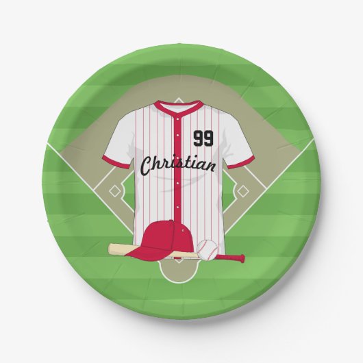 Niedlich Personalisierter Baseball Pappteller (Vorderseite)