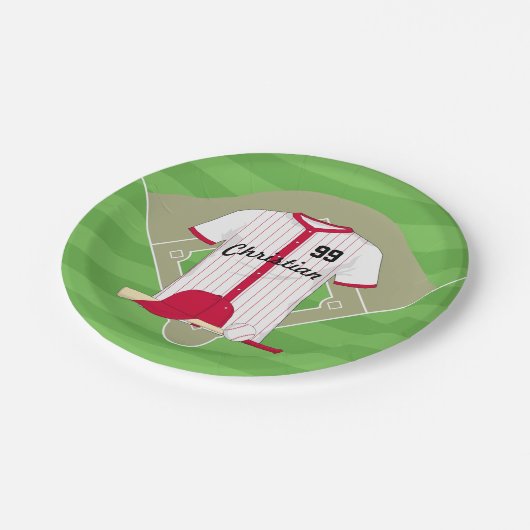 Niedlich Personalisierter Baseball Pappteller (Schrägansicht)