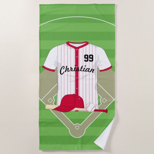 Niedlich Personalisierter Baseball Strandtuch (Vorderseite)