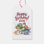 Niedlich Personalisierter Dinosaurier Geburtstag Geschenkanhänger (Rückseite)